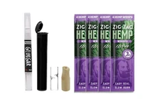 Zig Zag 4 Pack OG Purp Hemp Wraps Bundle with GlueGar 3ml OG, Glass & Wood Tip
