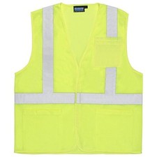 ERB Class 2 Economy Mesh Safety Vest with 3 Pockets, Yellow, Large
