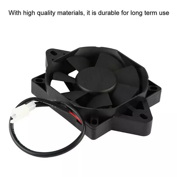 Ventilador radiador rendimiento moto ATV enfriador scooter aspas giratorias negras 12V Foto 4 de 4