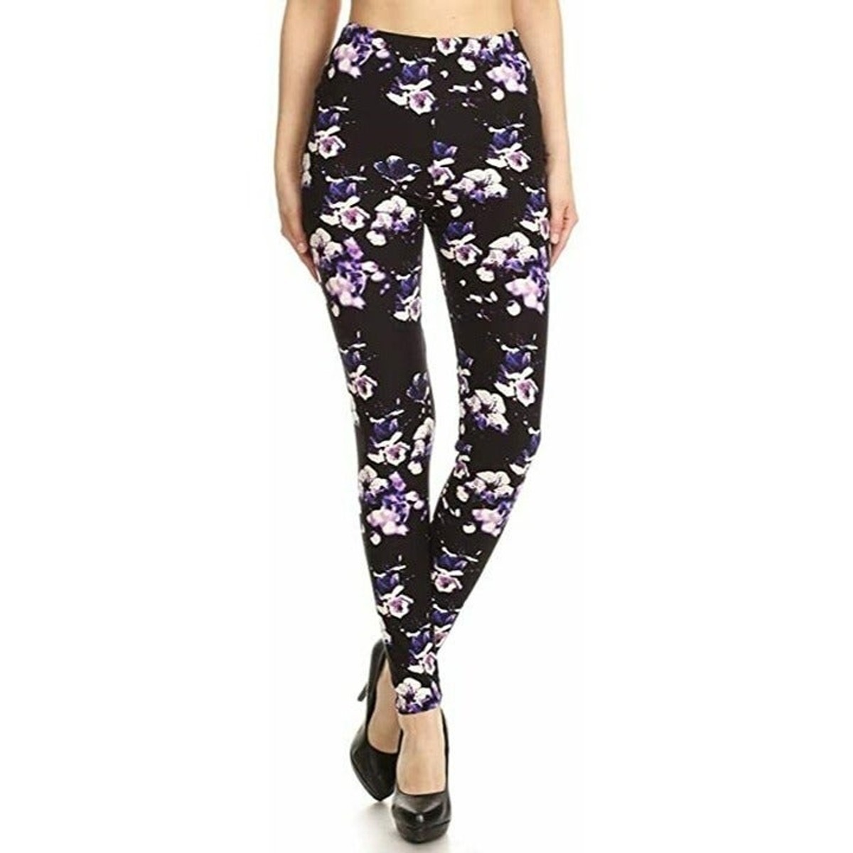 85/X-Plus Size Womens Luscious Purple Posies Leggings Depot