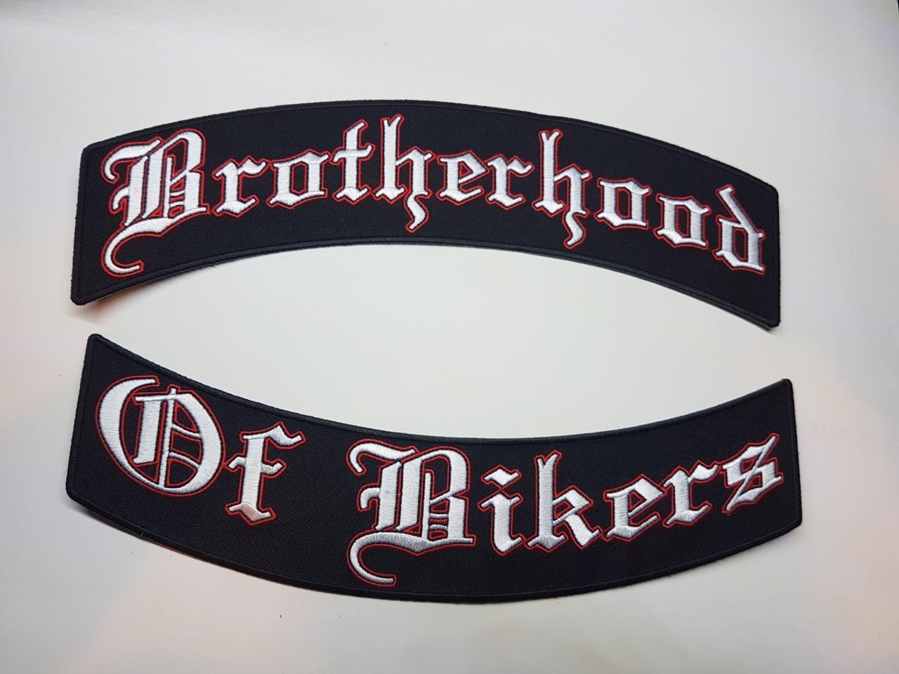 Brotherhood Rocker Patch LARGE LARGE BROTHERHOOD OF BIKERS ROCKER PATCHES Biker back Sew Iron on ...