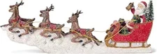 Transpac Imports Reindeer Santa Sleigh Figurine 14.5" Length Resin Multicolor