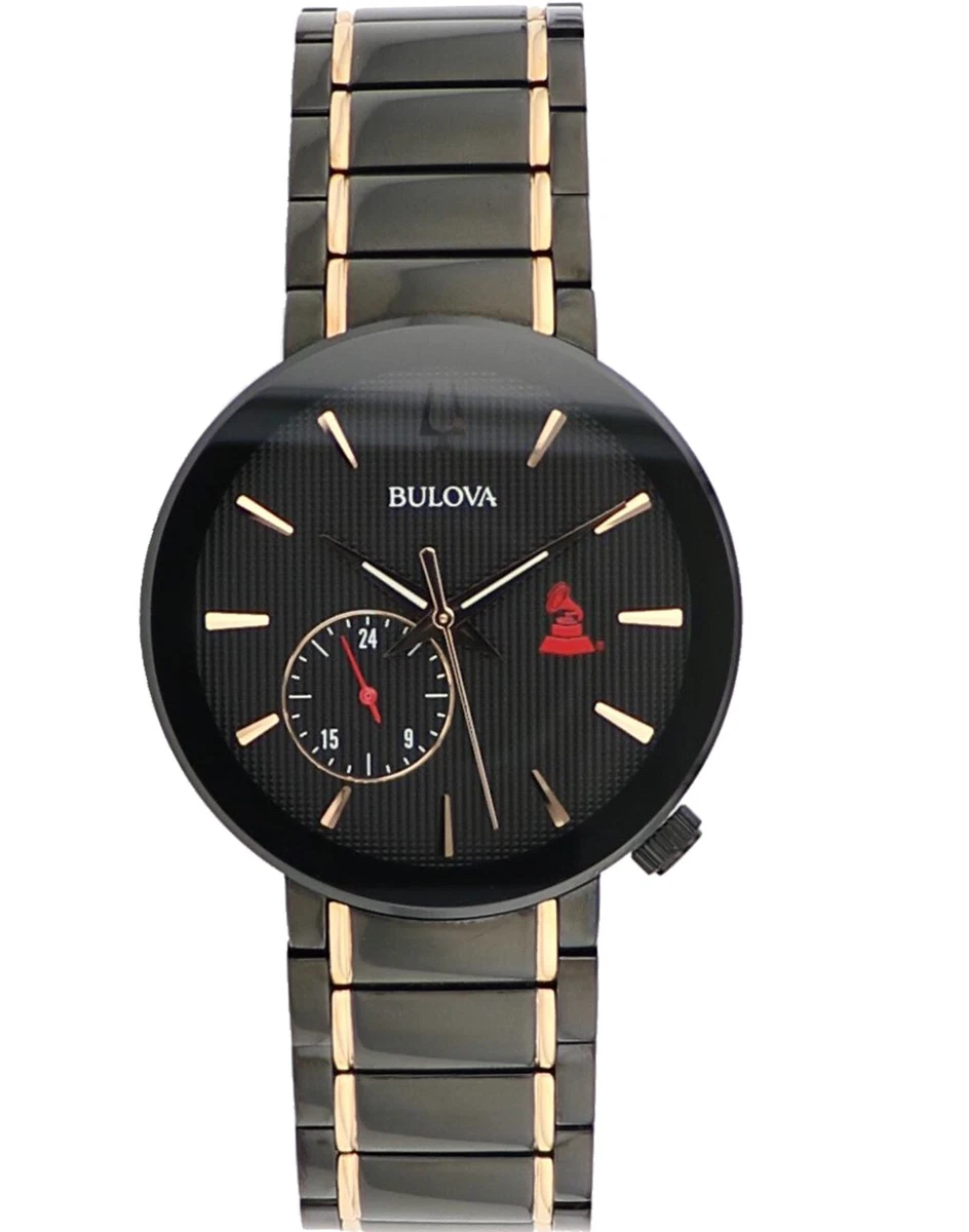 Bulova Latin Grammy Quartz GMT Black Dial Silver Gold Men s Watch