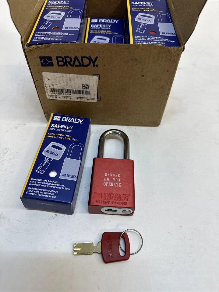 Brady ALU-Red-38ST-KA-ENG1-CH Lockout Padlock,Aluminum,Red, Qty 12 - Image 2 of 4