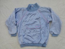 VINTAGE WOMENS ADIDAS TREFOIL BLUE SATIN PULLOVER JACKET SIZE LARGE V23