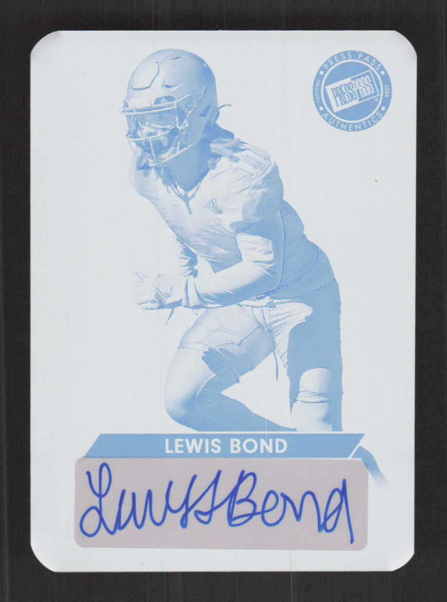 Lewis Bond 2024 Press Pass Premium Printing Plates Cyan #/1 Auto #BA-LB1