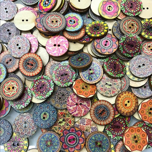 200 PCS Wood Buttons, Vintage Wood Buttons with 2 Holes for DIY Sewing Craft - Picture 5 of 6