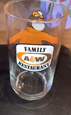 Vintage Glass A&W  Root beer  Family Restaurant  Rooty Bear 5-3/4''T