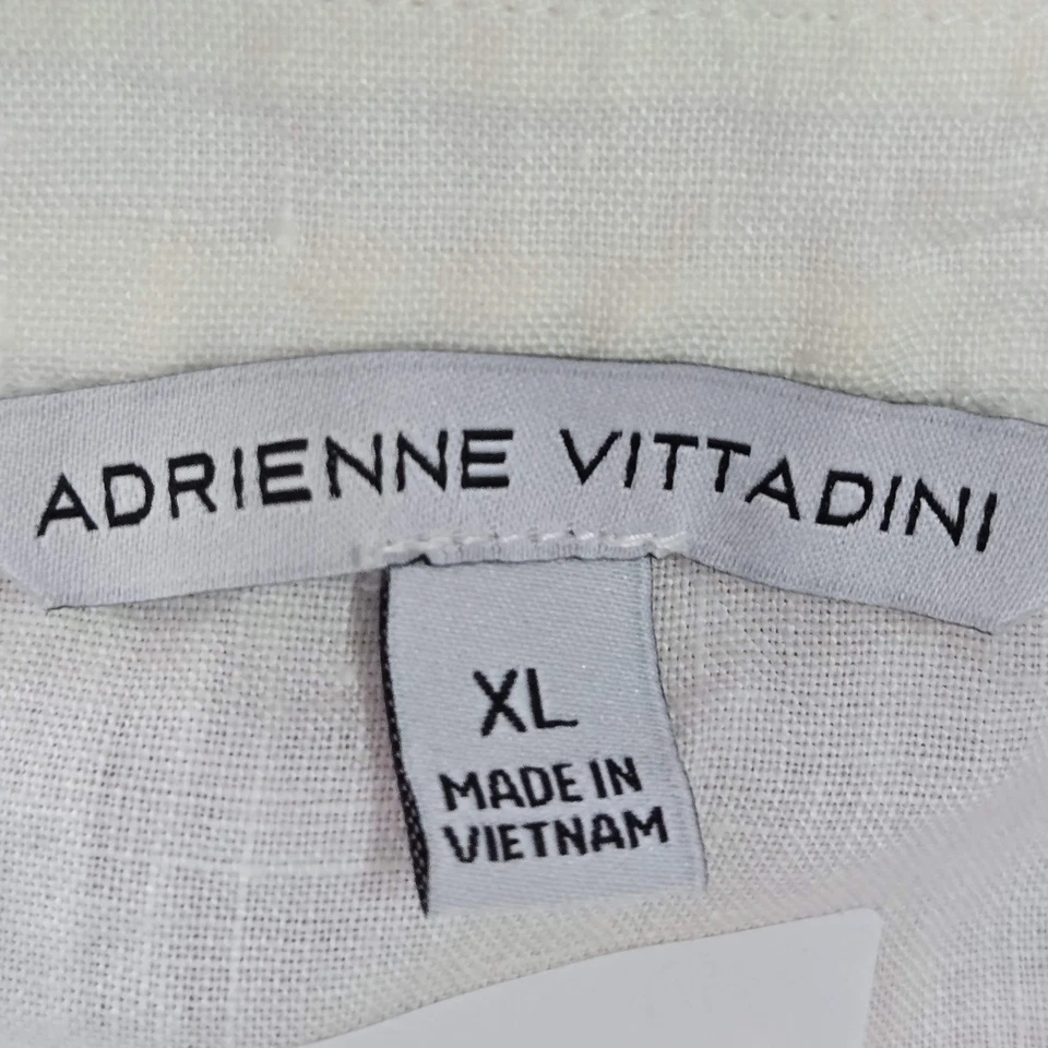 Blusa Adrienne Vittadini Mujer XL Tiza Lino Plisada Cuello en V Pullover LEER Foto 3 de 4