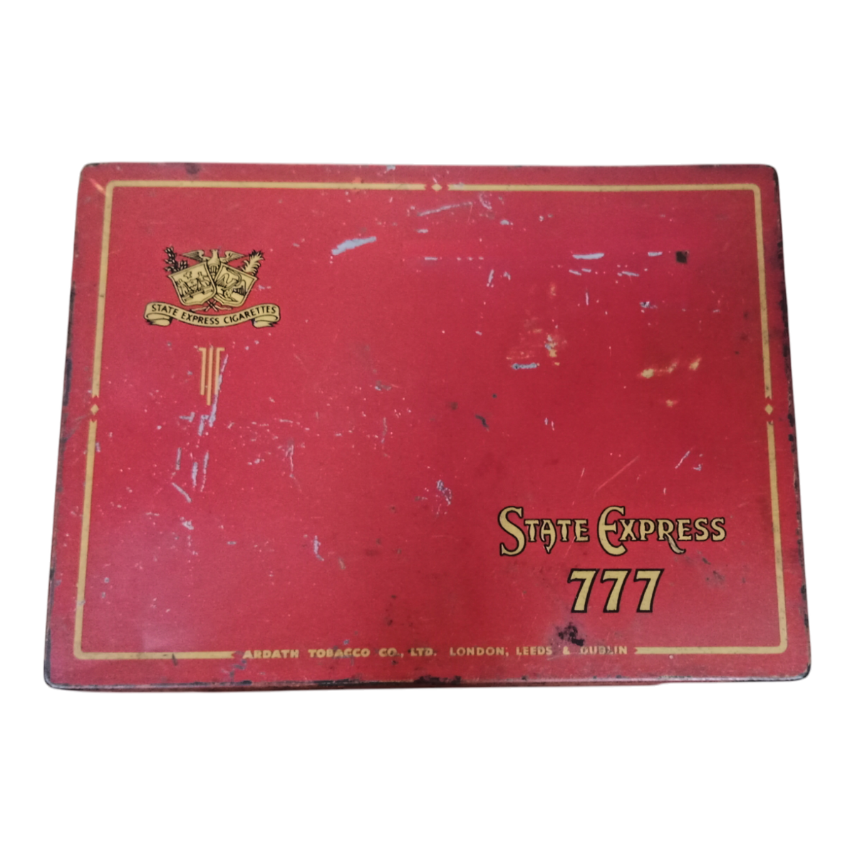 Vintage Old Antique State Express 777 Cigarettes Litho. Tin Box