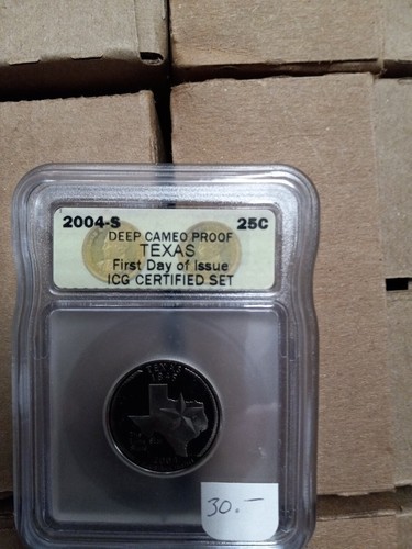 2004-S 25c Proof Texas State Quarter ICG Deep Cameo PR First Day Issue. Our SC83 - Picture 2 of 3