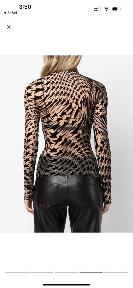 Mugler Star Mesh Flocked Long-sleeve Top Size 34 | eBay