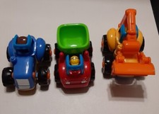 Huile Friction Powered Toys Tractor Dump Truck Front End Loader Lot of 3