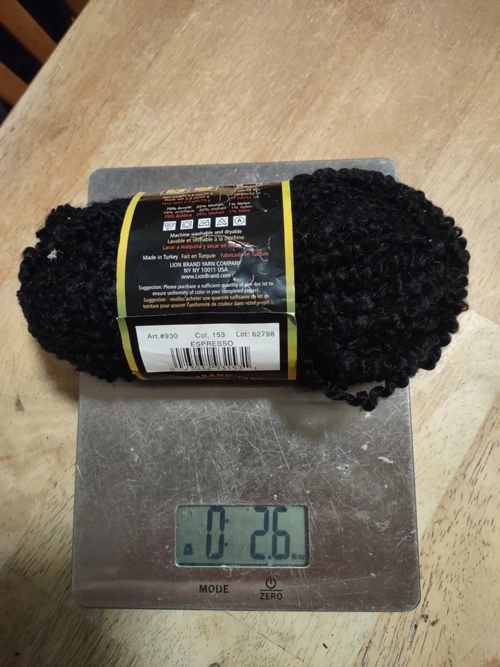 Lion Brand Lion Boucle #153 Expresso 1 Skein 2.5oz-57 yrd 36 Bulky - Image 2 of 3