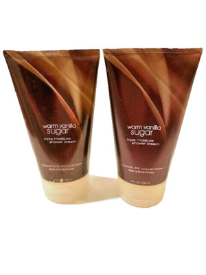2 x  Bath & Body Works WARM VANILLA SUGAR Triple Moisture Shower Cream 8 oz each