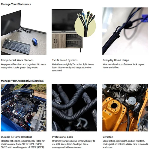 Braided Split Sleeving Wire Loom Tubing Cable insulated Sleeve Cord Protector - Picture 5 of 12