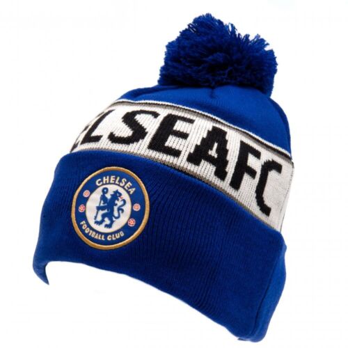 Chapeau en tricot officiel Chelsea FC club de football bobble ski bonneterie bleue insigne - Photo 1/3