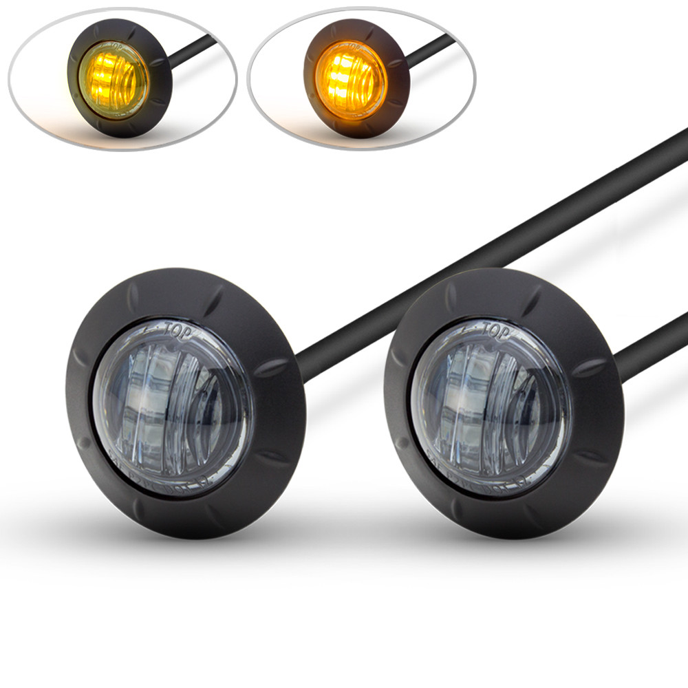 Motorbike LED Running Lights / Indicators Turn Signals - 2"" 50mm - Smoked Lens