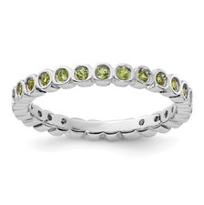 Silver Stackable Expressions Peridot Ring QSK369