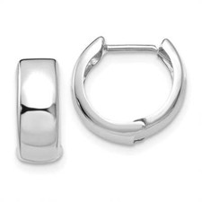 14k White Gold Hinged Huggie Hoop Earrings 5mm , 1/2 inch 13mm 