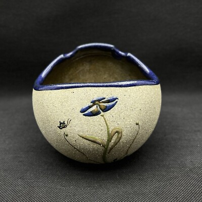 Unique Things Space Ashtray Vintage Pottery Art Hollow Hand Painted Flower