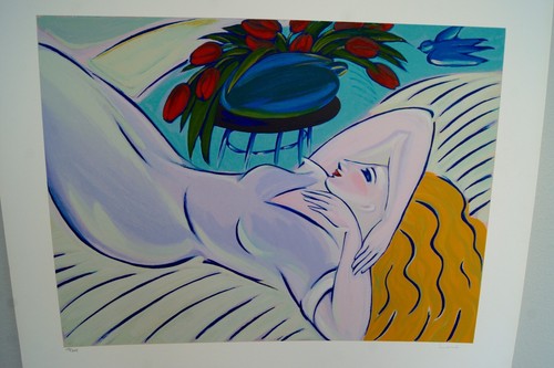 Lena Moross RECLINING WOMAN Limited Edition Serigraph Print 115/225 29 x 23 - Picture 2 of 10