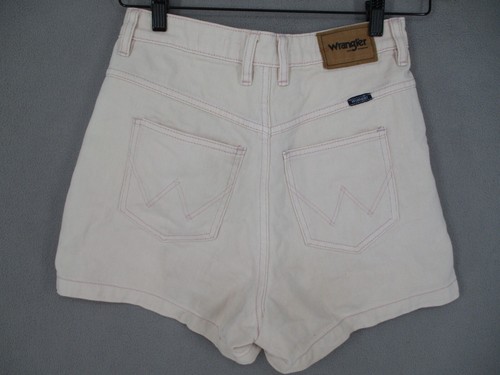 Wrangler Shorts Womens Small Pink Hi Bells Denim Button Pockets Zip Logo Summer - Picture 10 of 18