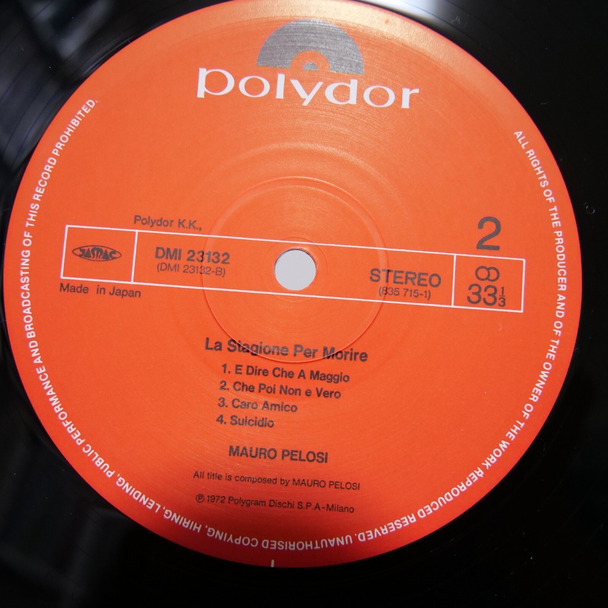 MAURO PELOSI / LA STAGIONE PER MORIRE JAPAN ISSUE LP W/ OBI