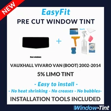 EasyFit Static Pre Cut Tint & Tools For Vauxhall Vivaro Van (boot) 02-14 5% Limo