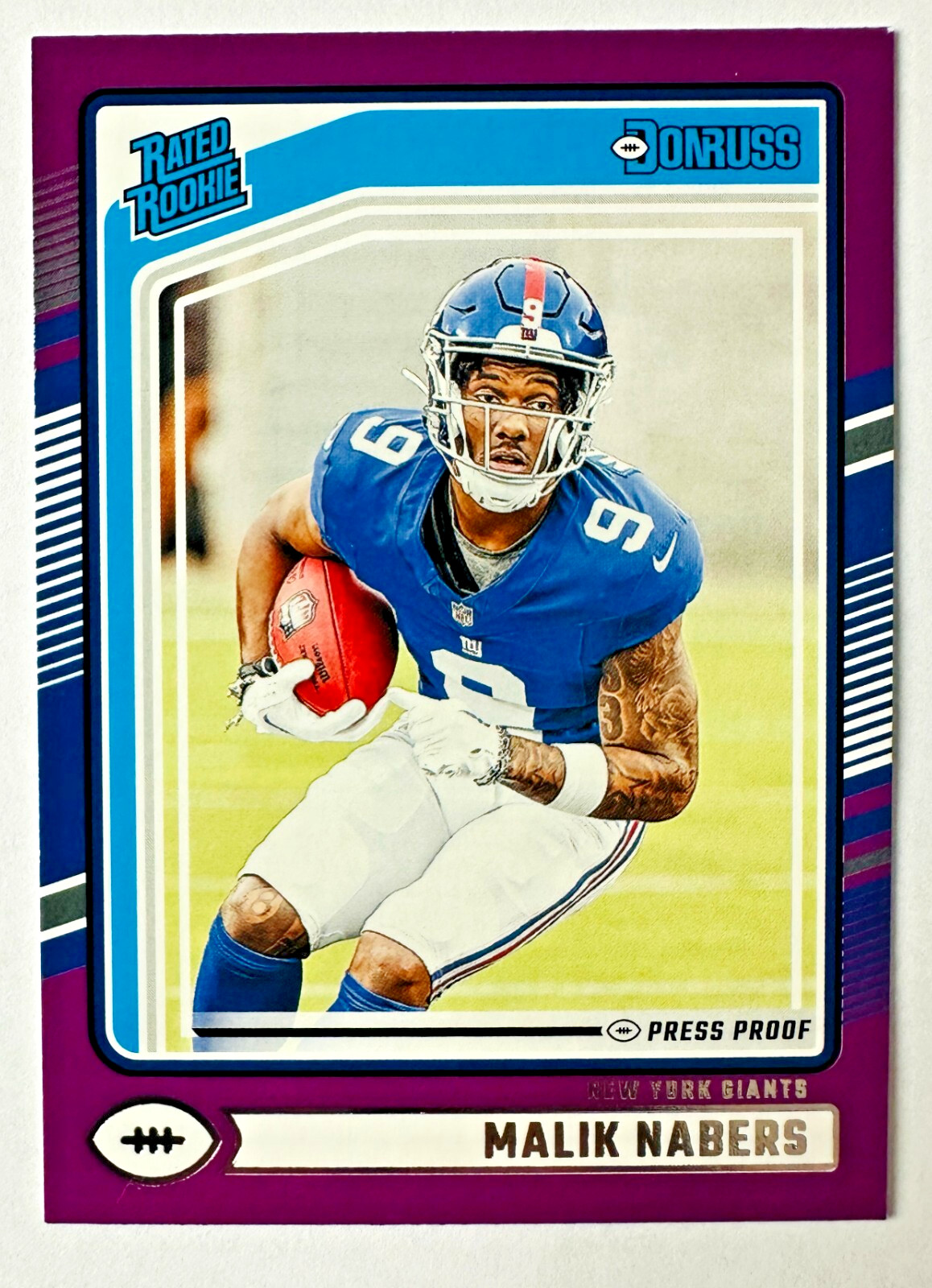 2024 Donruss Malik Nabers RC #383 PURPLE Press Proof NY Giants Rated Rookie!