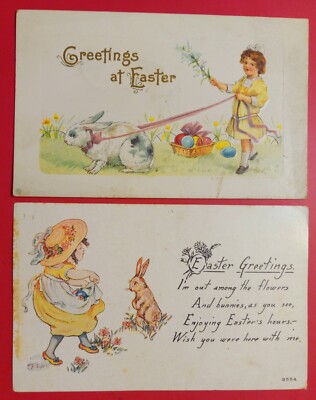 Easter Greetings / Bunny Rabbits & Children Postcard Lot Early 1900s