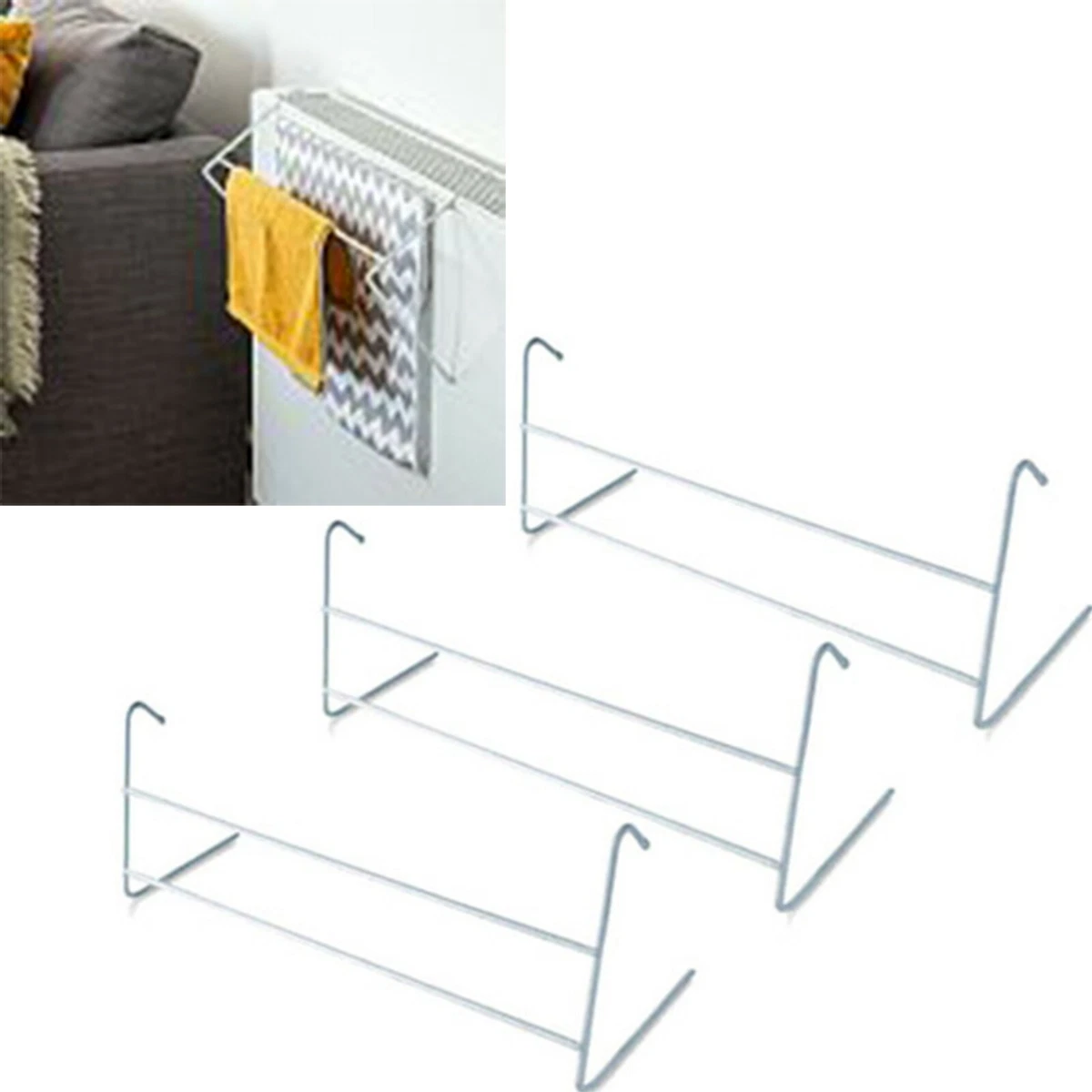 2 Bar Radiator Airer Indoor Dryer Clothes Laundry Metal Towel Rack Rail  White | eBay
