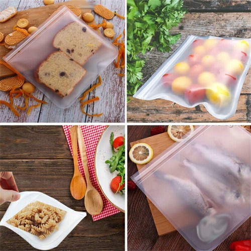Reusable Thick Silicone Food Storage bags Zip Lock Freezer bag Leak Proof 4 Size - Picture 10 of 24