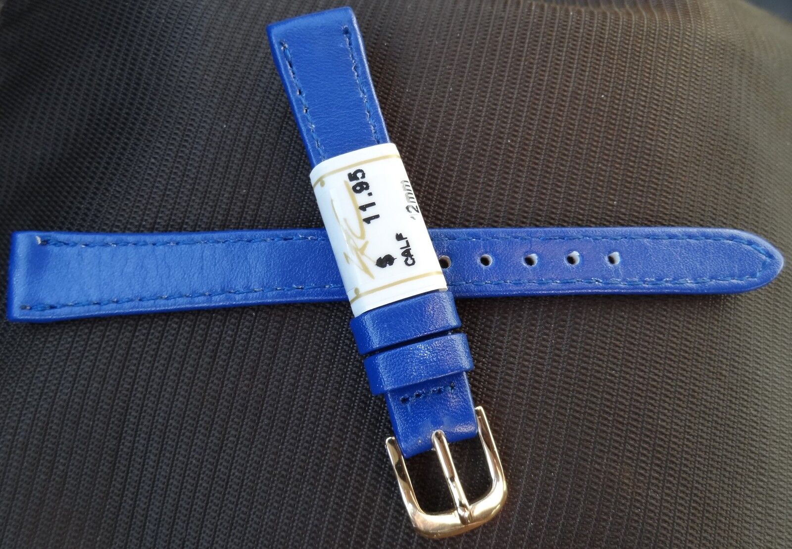 ZRC Made in France Blue Calfskin Calf 12mm Watch Band Gold Tone Buckle $11.95