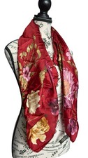 Echo, 100 Silk Scarf, Multi Color, Floral Pattern 35"Lx35"W