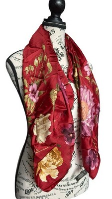 Echo, 100% Silk Scarf, Multi Color, Floral Pattern 35''Lx35''W