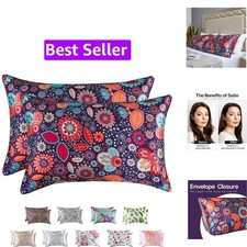 Satin Pillowcase for Hair and Skin, Silk Satin Pillowcase 2 Pack, Queen Size ...
