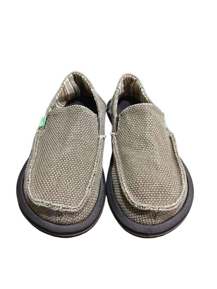 Sanuk 米色一脚蹬乐福鞋儿童大男孩 4 码休闲正装鞋 — 第 3/4 张图片