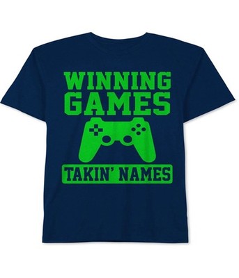Jem Boys Winning Games Graphic T-Shirt, Blue, 4