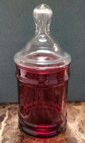 VTG Ancher Hocking Royal Ruby Red Glass Apothecary/Candy Dish 7 In. Tall