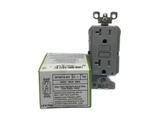 NIB Leviton 20A 125V Gray Smart Lock Pro Self Test GFIC Receptacle GFWT2-GY