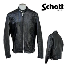 Vintage 70s SCHOTT NYC Mens 42 Leather Jacket 656 CAFE RACER Moto Biker RARE