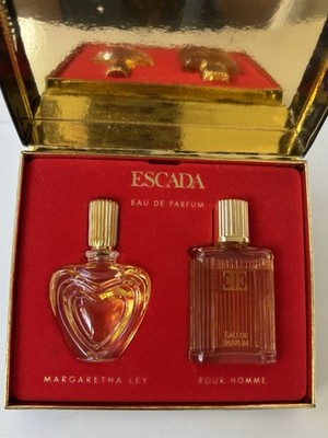 Escada Margaretha Ley 4 ml & Pour Homme EDP 5 ml Miniature Set w/ Boxed VINTAGE