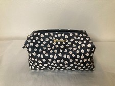 Stella & Dot Wild Heart Pouf Zip Close Cosmetic Bag - Black Leopard Print  