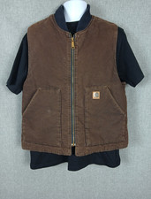 Vintage Carhartt V02 DKB Dark Brown Duck Arctic Quilt Lined Vest Men's L Large