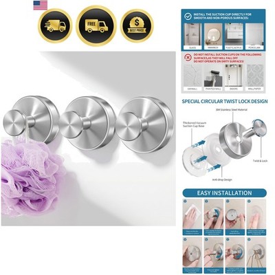 Suction Cup Hooks for Shower, No Drill Shower Suction Hooks for Bath Robe Loo...