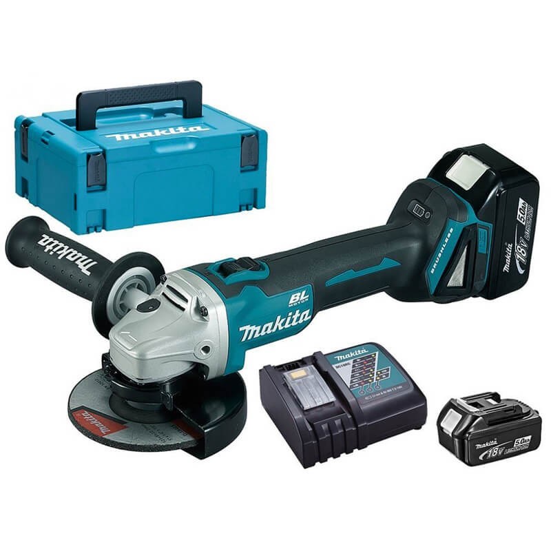 Meuleuse d'angle sans fil 125mm Makita DGA504RTJ batterie 18V coffret de transport MAKPAC