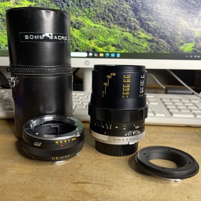 Minolta MC Macro Rokkor-QF 50mm f3.5 w/1:1 Extension tube +Reverse Ring+Case
