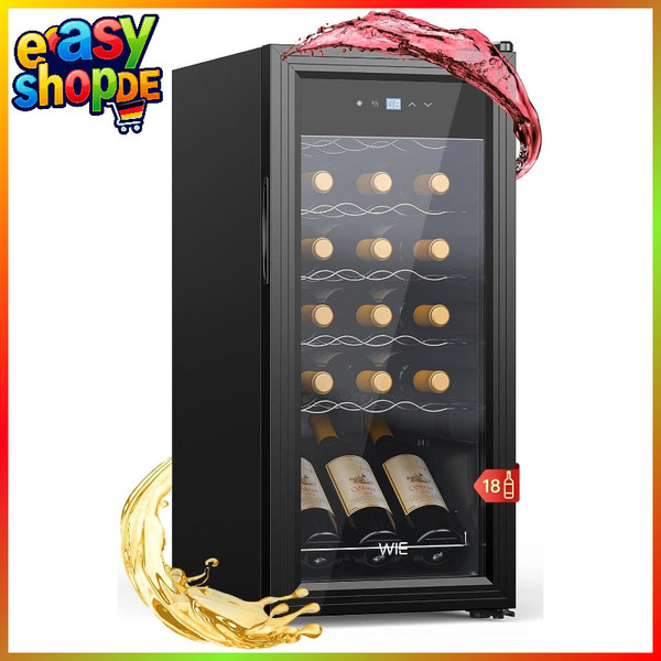 WeinküHlschrank Mini 18 Flaschen 53 Liter Mit GlastüR Led Touchpanel 5-18°C-image