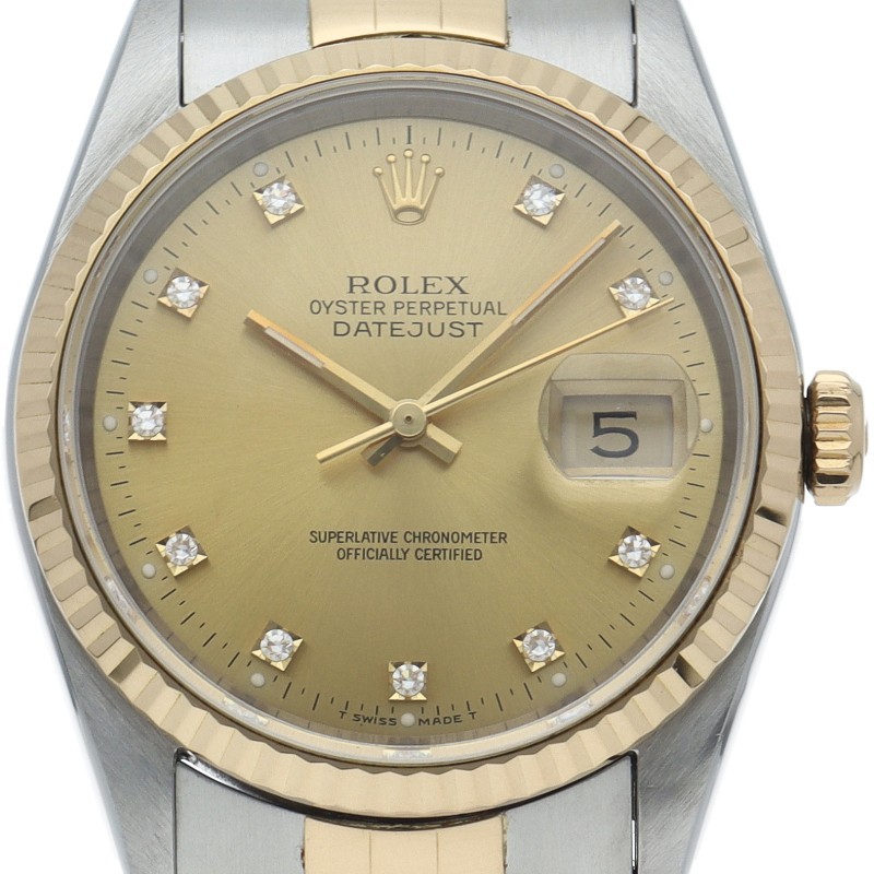 ROLEX Datejust men's watch 10P diamond 16233G(S) K18YG/Stainless Steel mensW...